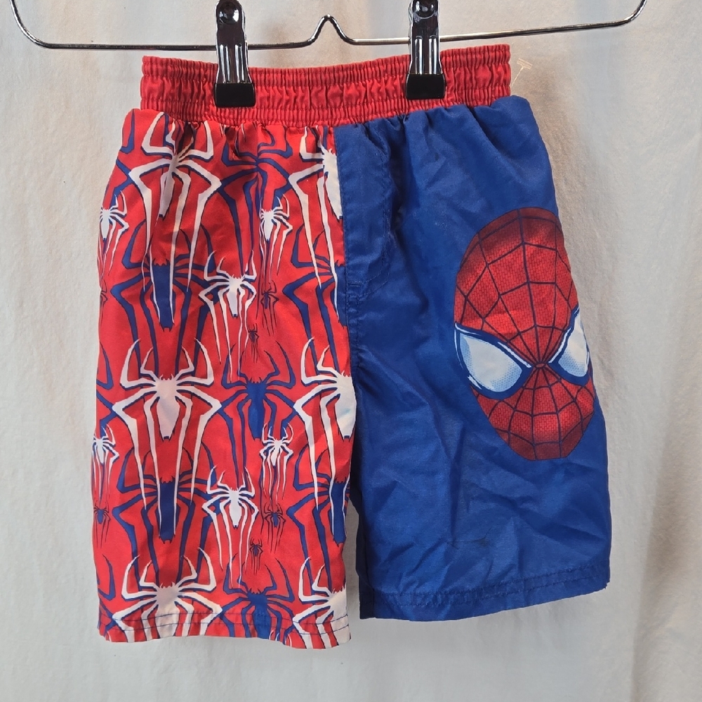 Spiderman Kids Shorts - Red and Blue with Web Design